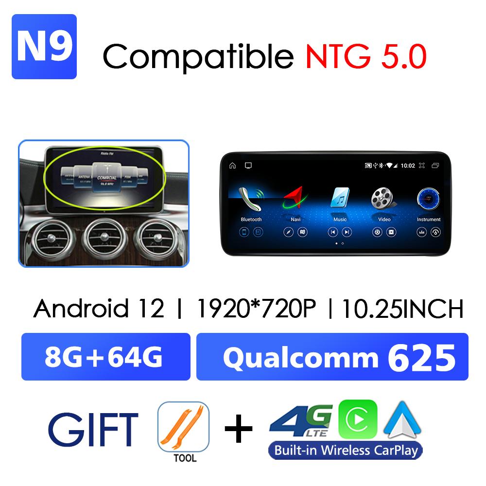 Android 12 Wireless CarPlay For Mercedes Benz C Class W205 2014-2018 Car Multimedia Navigation GPS SWC DSP 4G WiFi Netflix