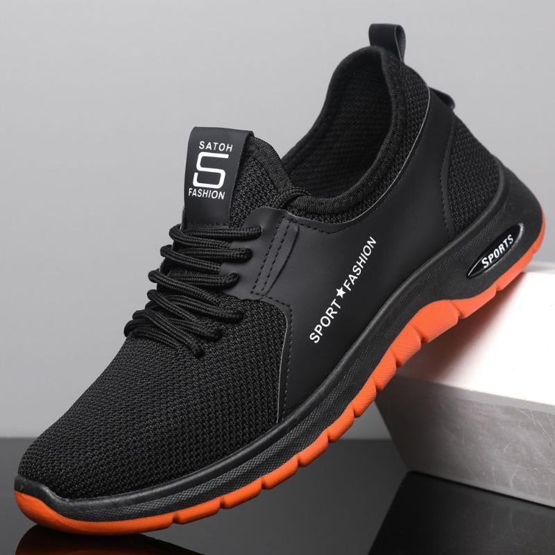 Men New Spring Summer Breathable Fly Knit Sports Casual Shoes, Thin Wear-resistant Safety Protective Work Shoes, Cross-border Footwear