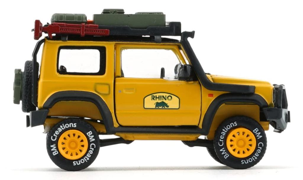 Scherer Designs BM CREATIONS Měřítko Suzuki Jimny 2019 RHD Rhino Slonová kost Žlutá Balíček příslušenství BMC X JIMNY 5. výročí Hotový model 1/64 (JB74)