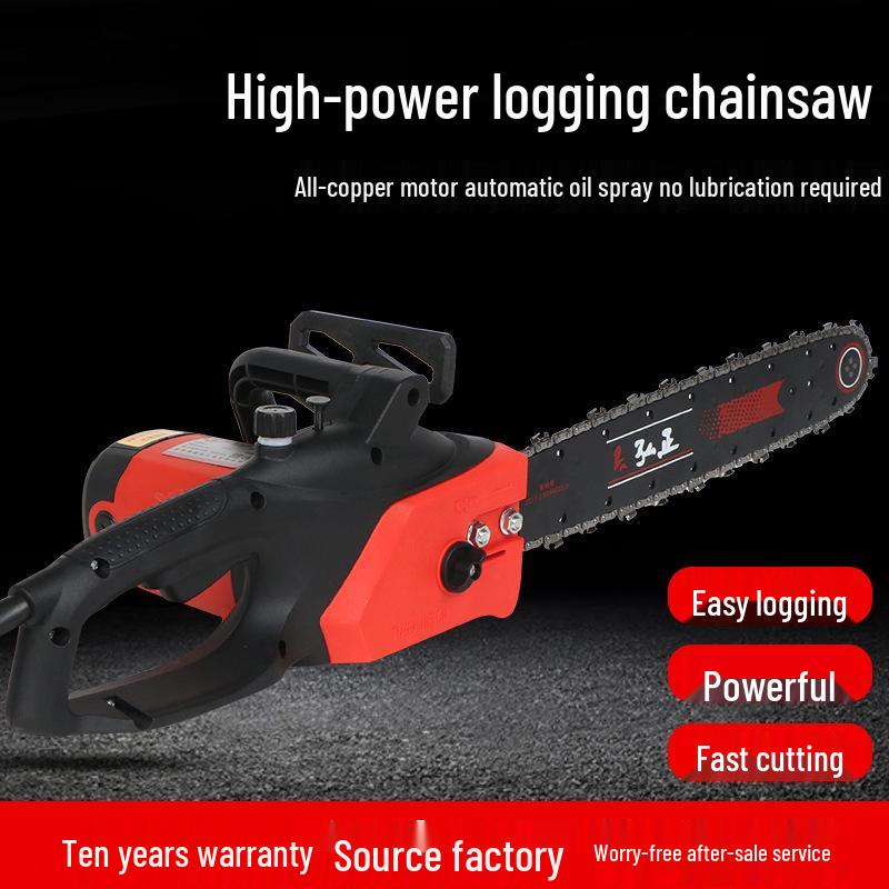 High-Power Portable Electric Chainsaw for Home Woodworking