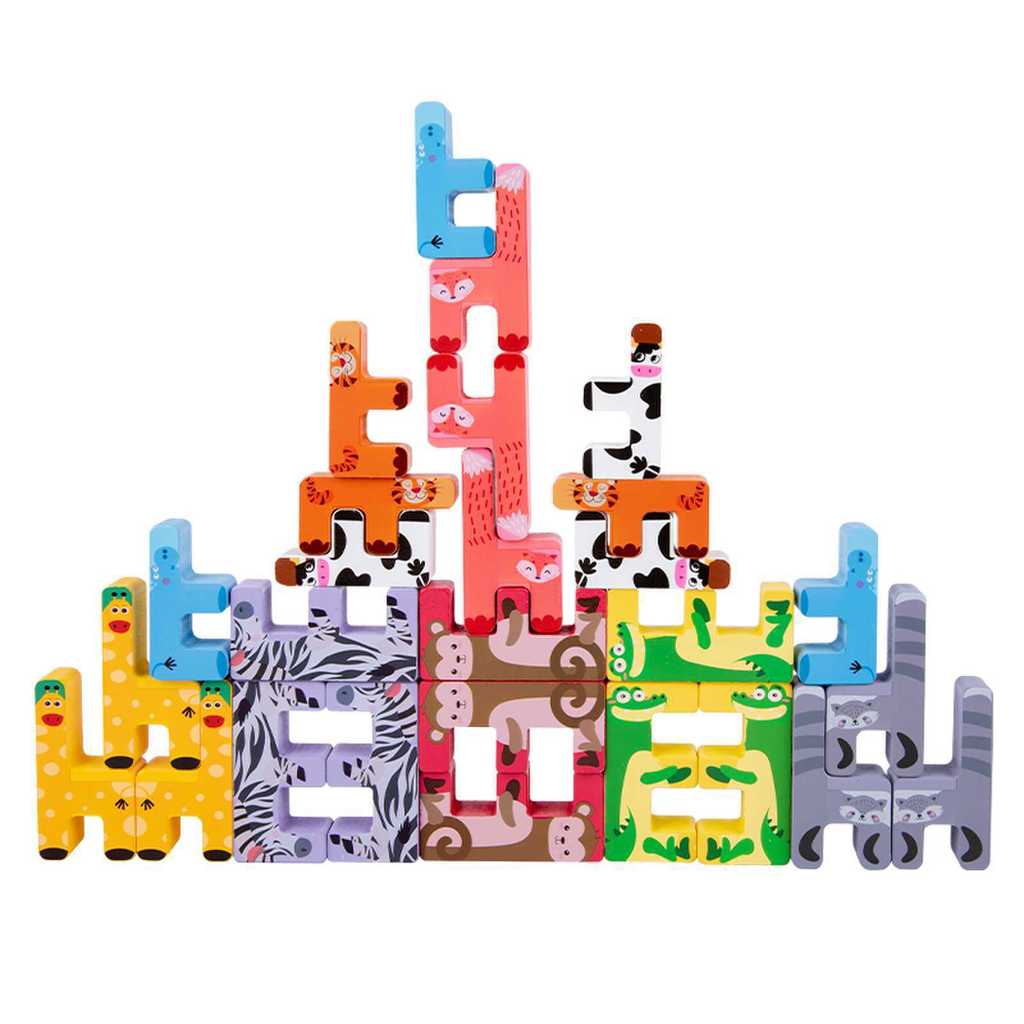Wooden Animal Stacking Blocks For Kids Creative Balance Educational Toy