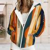 Women Plus Size Geometric Printed Zip Up Hoodie Long Sleeve Drawstring Hood With Pockets