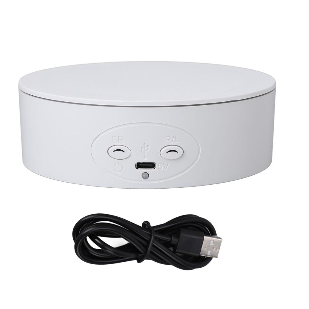 Rotating Display Stand 5 Inch 360 Degree Electric Turntable Display Stand for Jewelry 3D Model Photography Product White