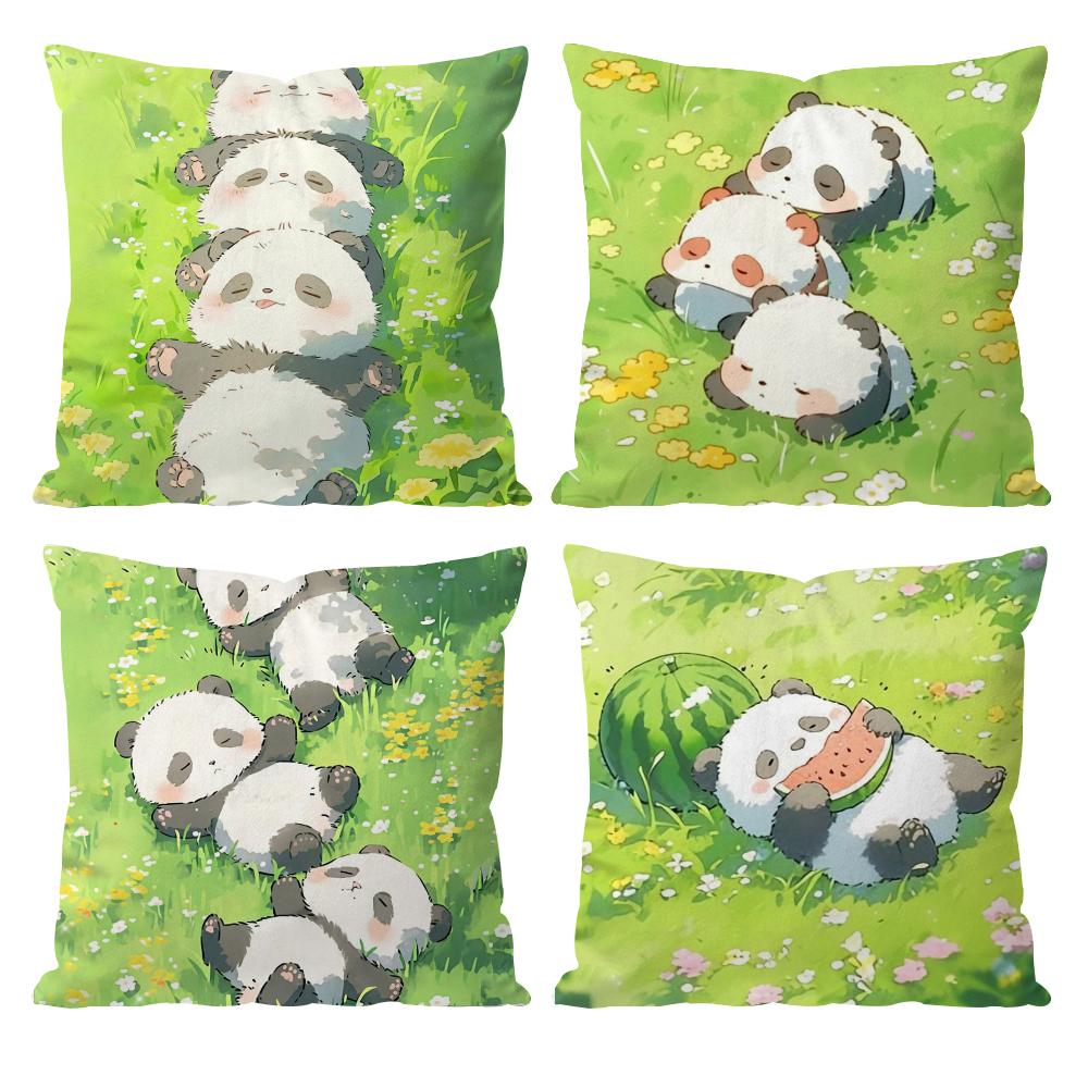 hand-drawn panda Cute Cushion Cover Pattern Printed Pillowcase for Living Room Sofa Cushion Cover & Bedroom Decor
