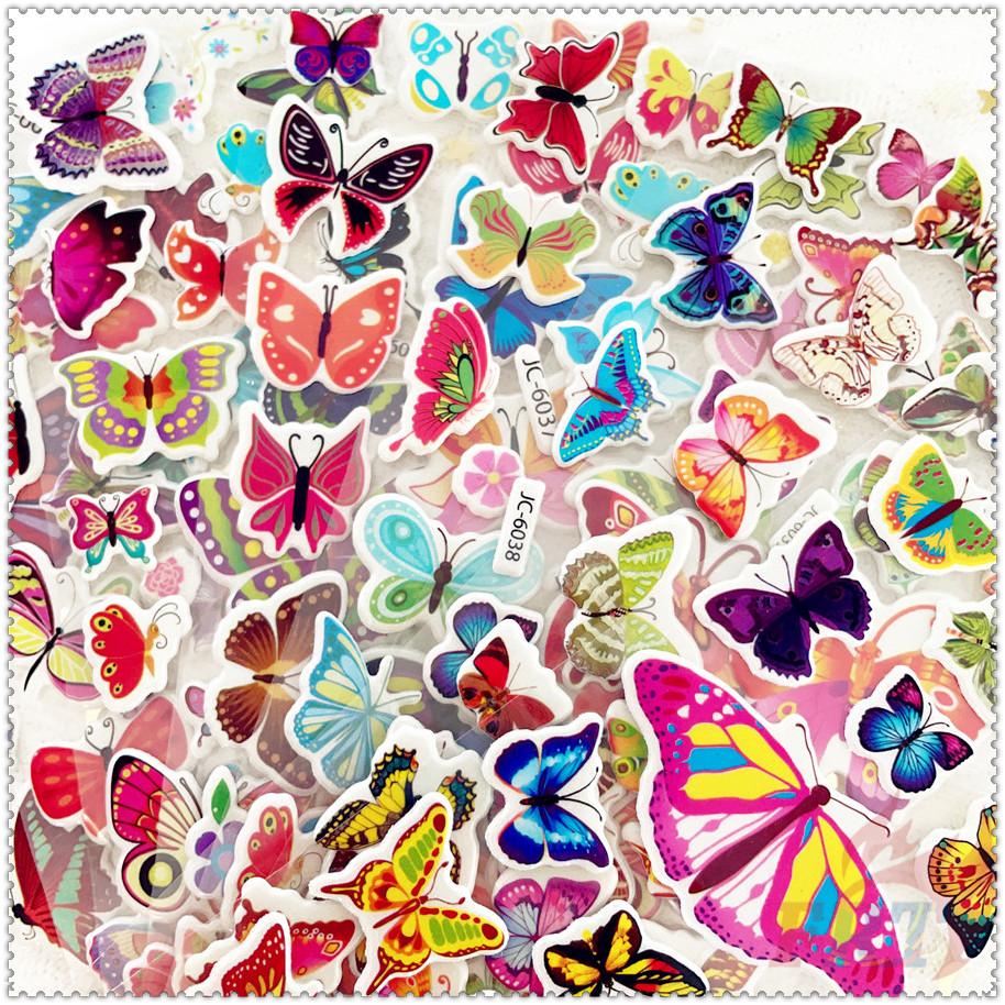 8Sheets/set Cartoon Butterfly  Rewards Sticker Puffy Bubble Toys Stickers