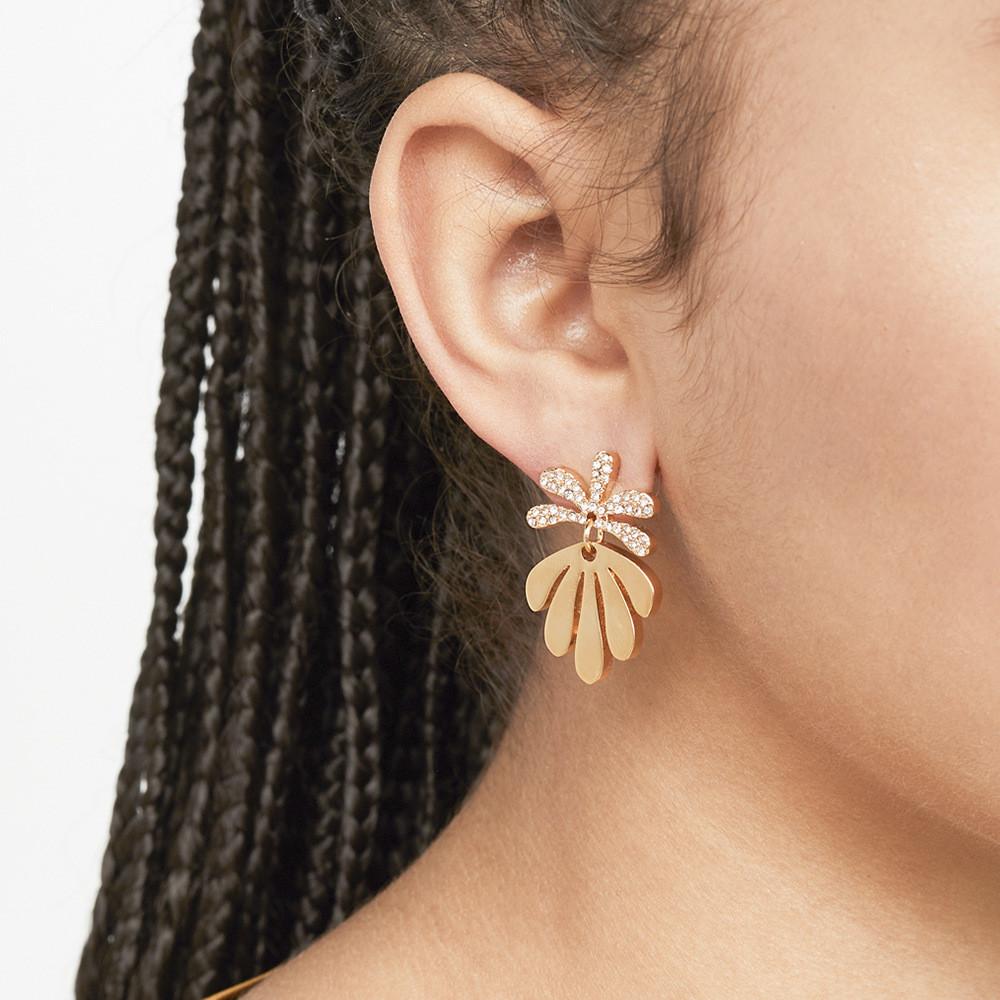American European Dainty Style Leaf Earrings Gold And Silver Studs Alloy