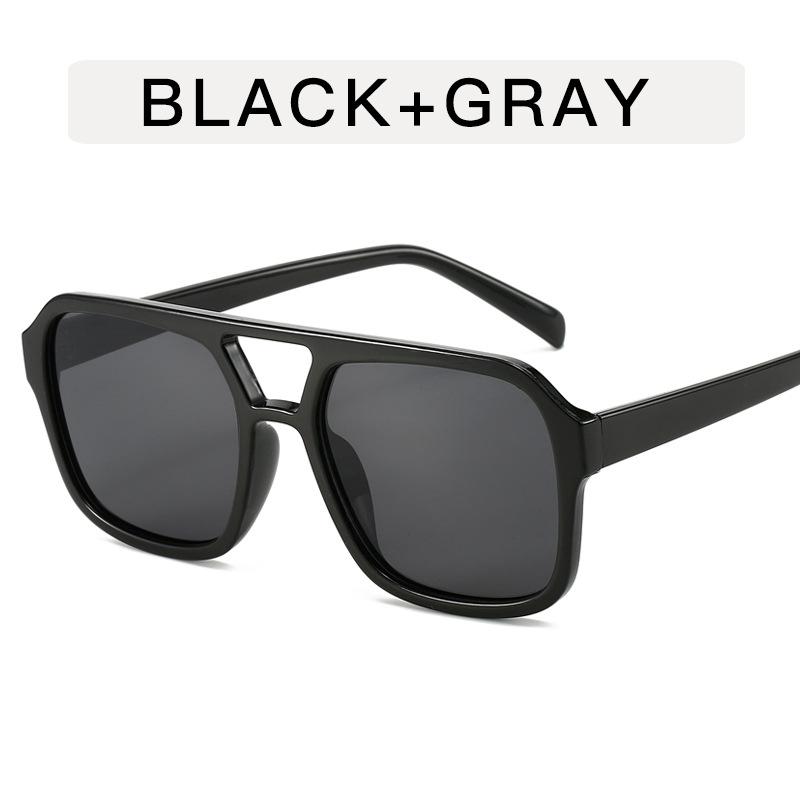 New Retro Women Sunglasses Double Beam Trendy Advanced Design Eyeglasses Square Personalized Large Frame Sun Glasses Uv400