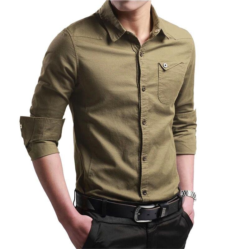 Men's Slim Fit Button Down Shirt - Casual Long Sleeve with Chest Pocket