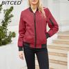 BITCED Frühlings-/Herbst Leichte Fliegerjacke Damen Lässiger Langarmmantel Locker sitzend Stehkragen Baseballjacke