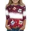 Christmas Children's 3/4 Sleeve Tops Casual  Printed Daily T Shirt Round Neck Pullover Blouse