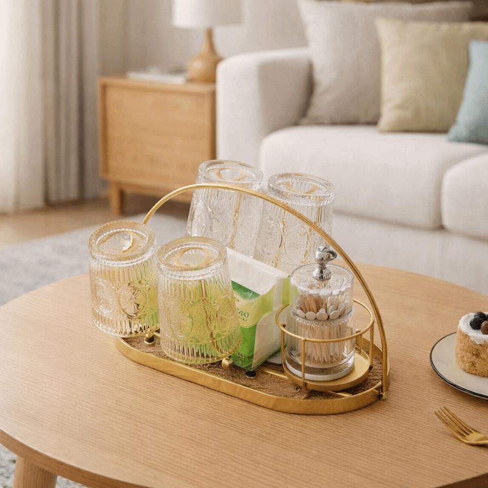 Iron Water Cup Drying Rack Gold/Black Glass Cup Drain Holder Durable Tea Cup Holder for Home