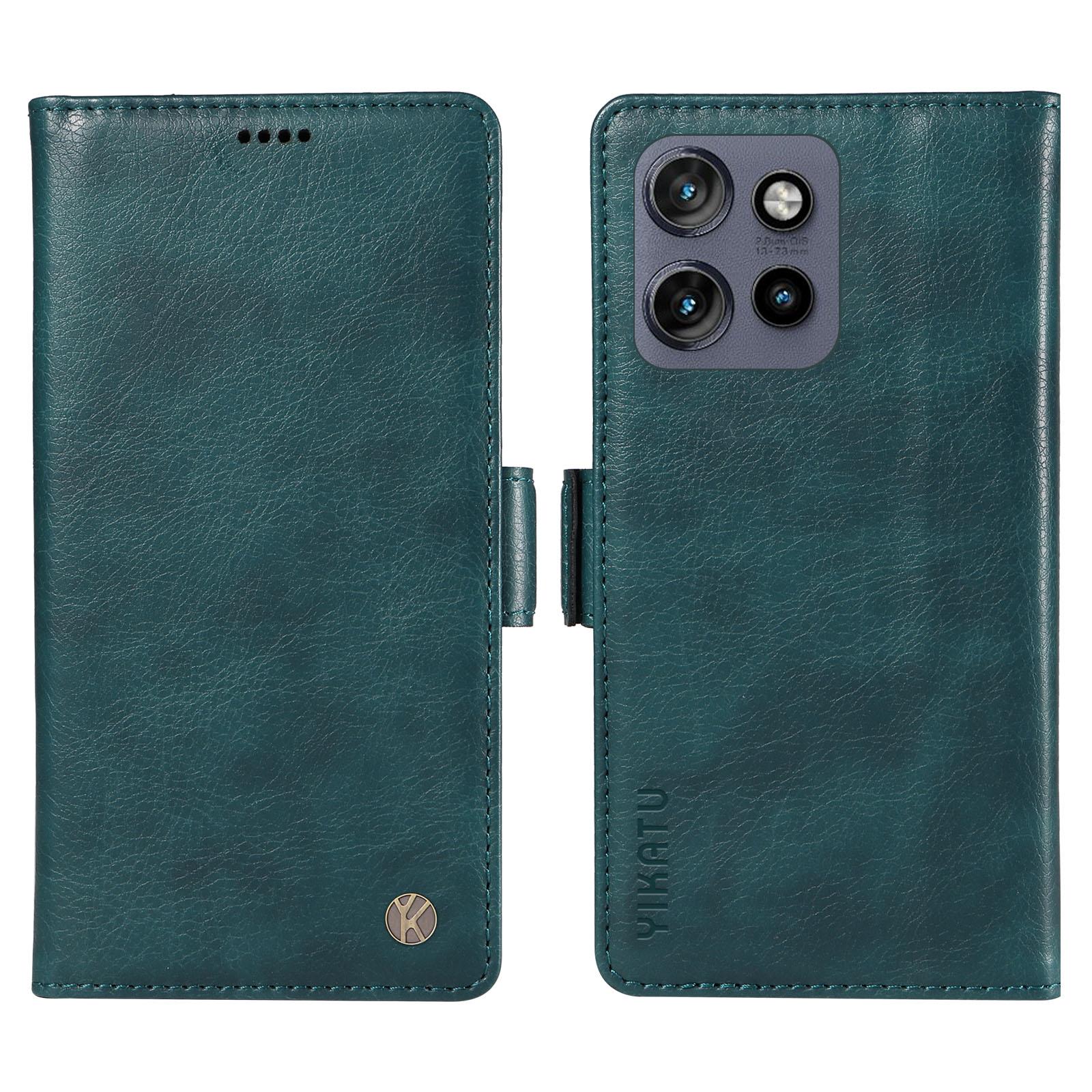 

YIKATU YK-007 For Motorola Edge 50 Neo 5G/Moto S50 5G/Thinkphone 25 5G Case Side Buckle PU Leather Phone Cover Litchi Texture Blue