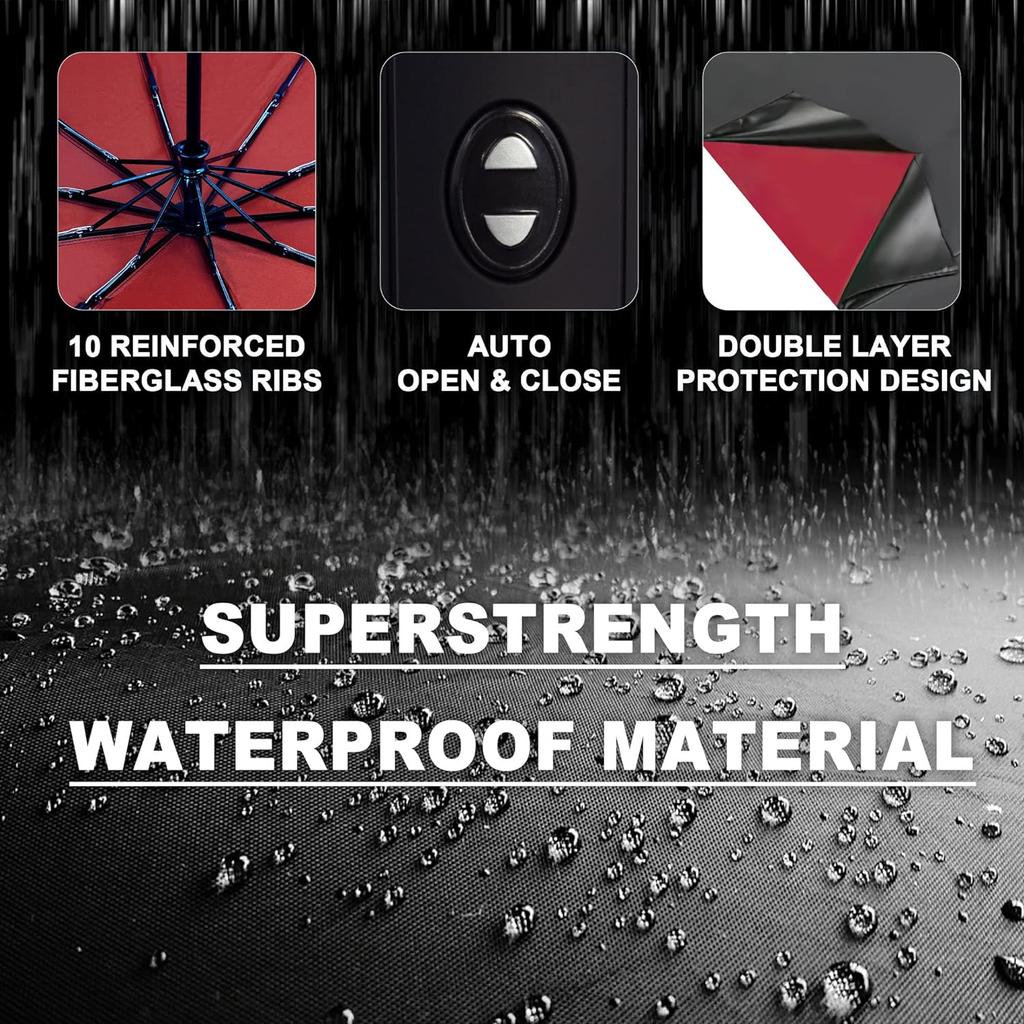 Repel Umbrella Parapluie Pliant Résistant Au Vent - Ouverture Automatique Facile - Parapluie Compact Et Durable, Armature En