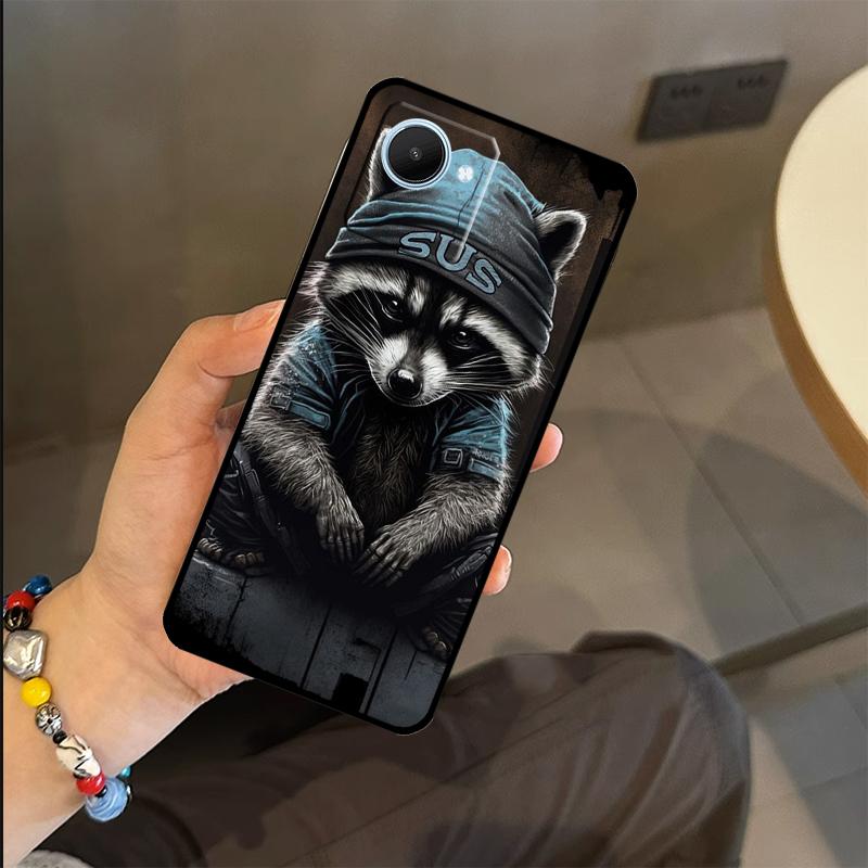 Raccoon Animal Case For Realme C53 C55 C51 C25 C63 C61 C65 C67 C71 C75 GT6 GT7 Pro 11 12 13 14 15 Pro Plus