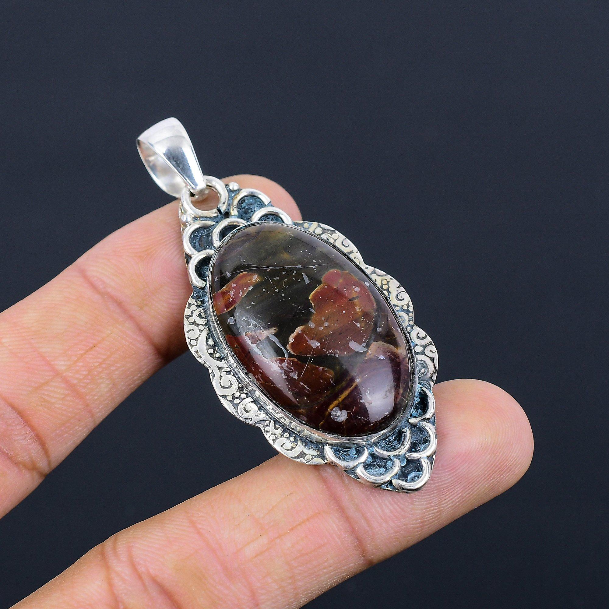 Halloween Sale 925 Sterling Silver Natural Polychrome Jasper New Pendant Jewelry
