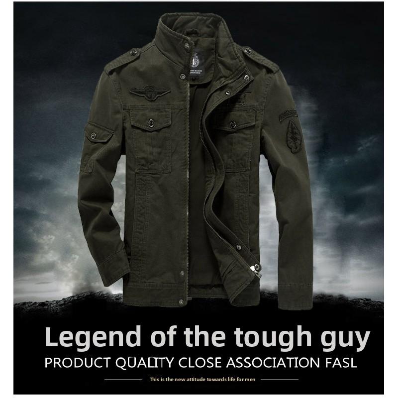 2026 Spring Men's Cotton Military Jacket Plus Size Casual Work Jacket