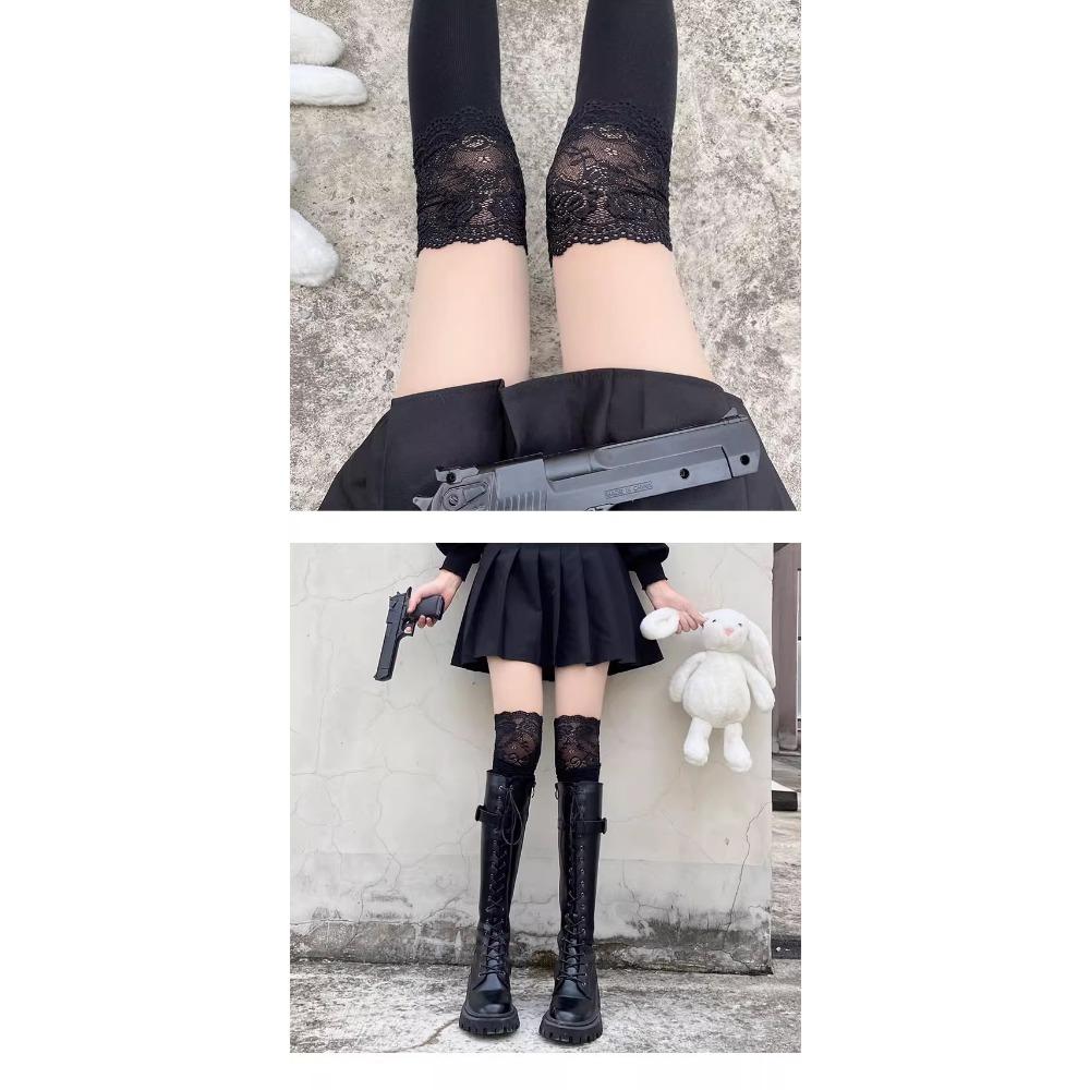 JK Stockings Women Spring and Autumn White Calf Socks Ins Tide Internet Celebrity Japanese Lolita Cute Lace Knee Socks