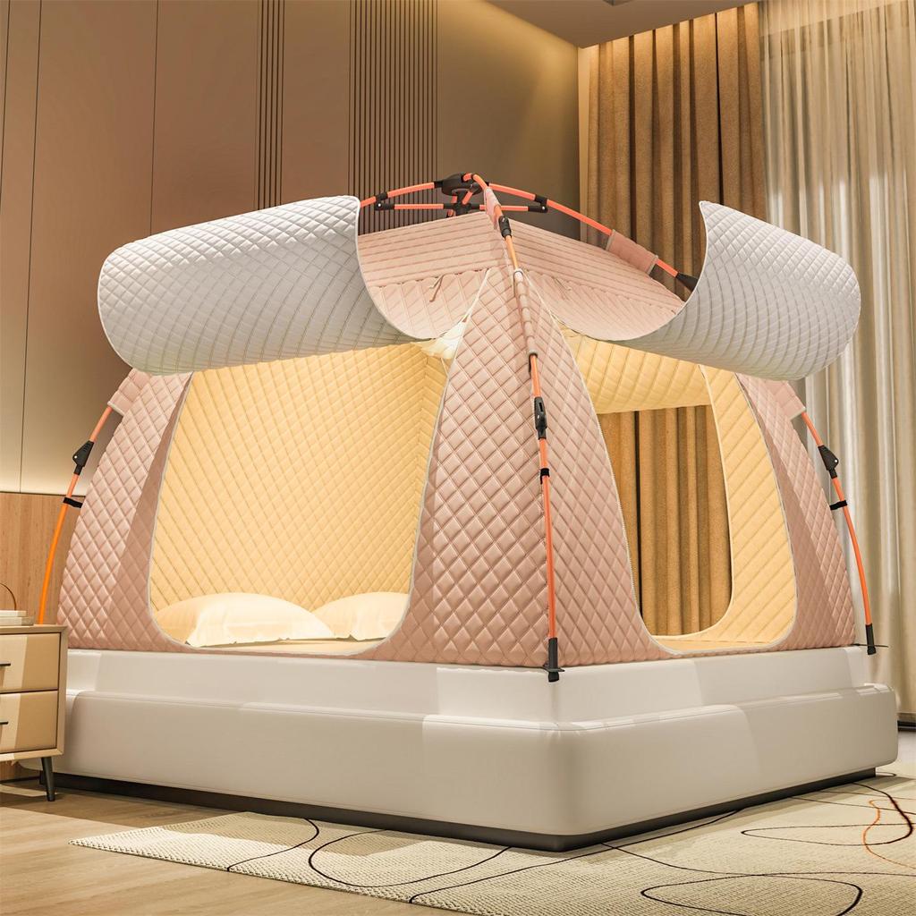 Thickened Winter Mosquito Net Tent: Light-Blocking, Drop-Proof, Full Coverage Yurt Canopy for Indoor Bed