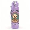 1PC Dead Inside Still Cute Skull 750ml Color Plastic Sports Water Bottle Leakproof Flip Straw Lid Suitable for Sports Office Home Use