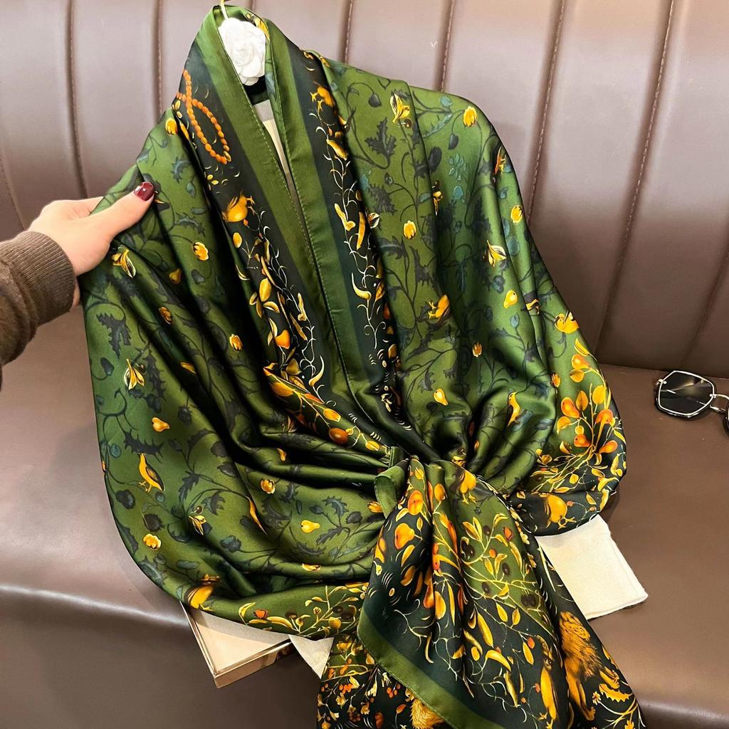 180*90cm Luxury Brand Spring Summer Autumn Women Clothing New Fashion Color matching printed silk scarf lady popular turba
