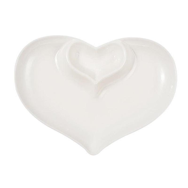 Herzform Plastik Knödelplatte mit Essigschälchen Essigschälchen Sushi Frühstück Trockenfrüchte Snack Muschel Knochenspuckschale