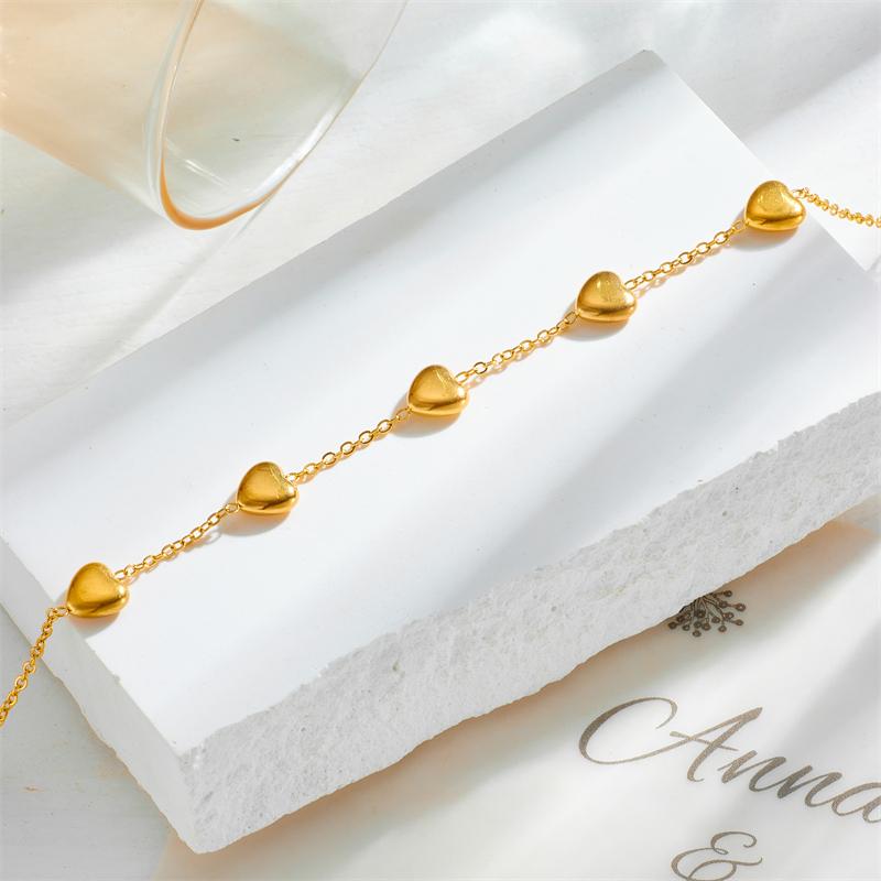 DIEYURO 316L Stainless Steel Gold Color Heart Love Bracelet For Women Girl Fashion Bangles Rust-proof Jewelry Lady Holiday Gift