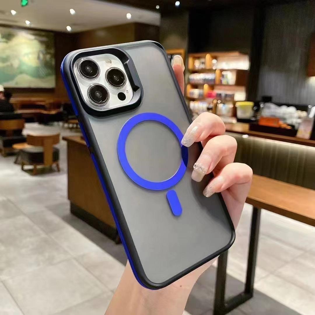 

Подходит для iPhone15Promax Двухцветный магнитный чехол для телефона Apple 14 Матовый защитный чехол с ощущением кожи 12 Чехол с полной защитой Apple 15Plus