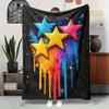 Doodle a Fivepointed Star Flannel Printed Blanket Suitable for All Seasons Suitable for Living Room Office Sofa and Travel