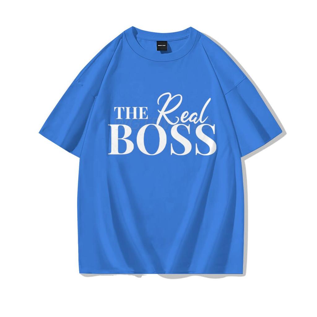 The Boss  The Real Boss Matching Tshirts Couples Matching Outfits Gifts Funny Letter Print Valentines Day Unisex Women Clothing
