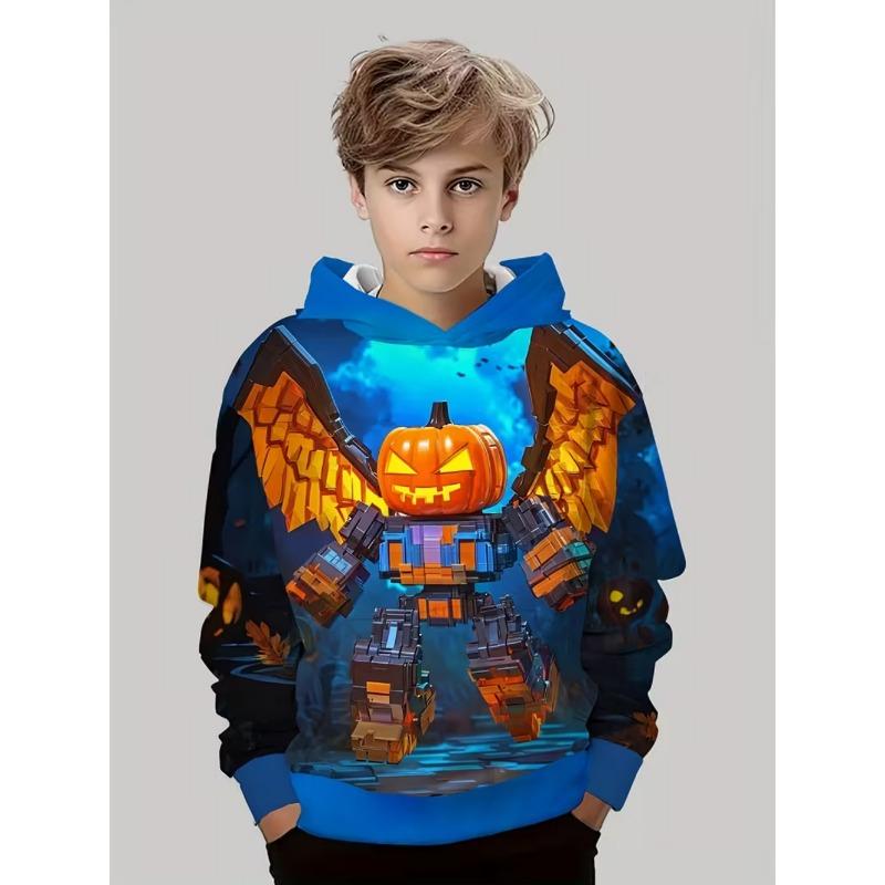 Spring And Autumn Fashion Men's Hoodie Anime Pumpkin Pattern 3D Print Sweatshirt Hoodies Street Casual Boy Sweatshirt Men's Oversized Top Clothing