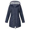 Giacca da donna invernale a tinta unita con cappuccio e coulisse, cerniera, cappotto da esterno