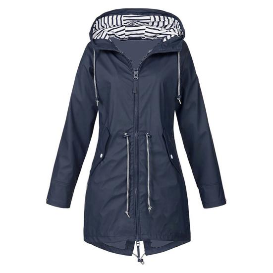 

Модная женская зимняя однотонная куртка на молнии с капюшоном и кулиской, уличная куртка M темно-синий