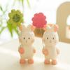 Wooden Bunny Handheld Decor With Small Flowers For Home Office And Car Tabletop Display