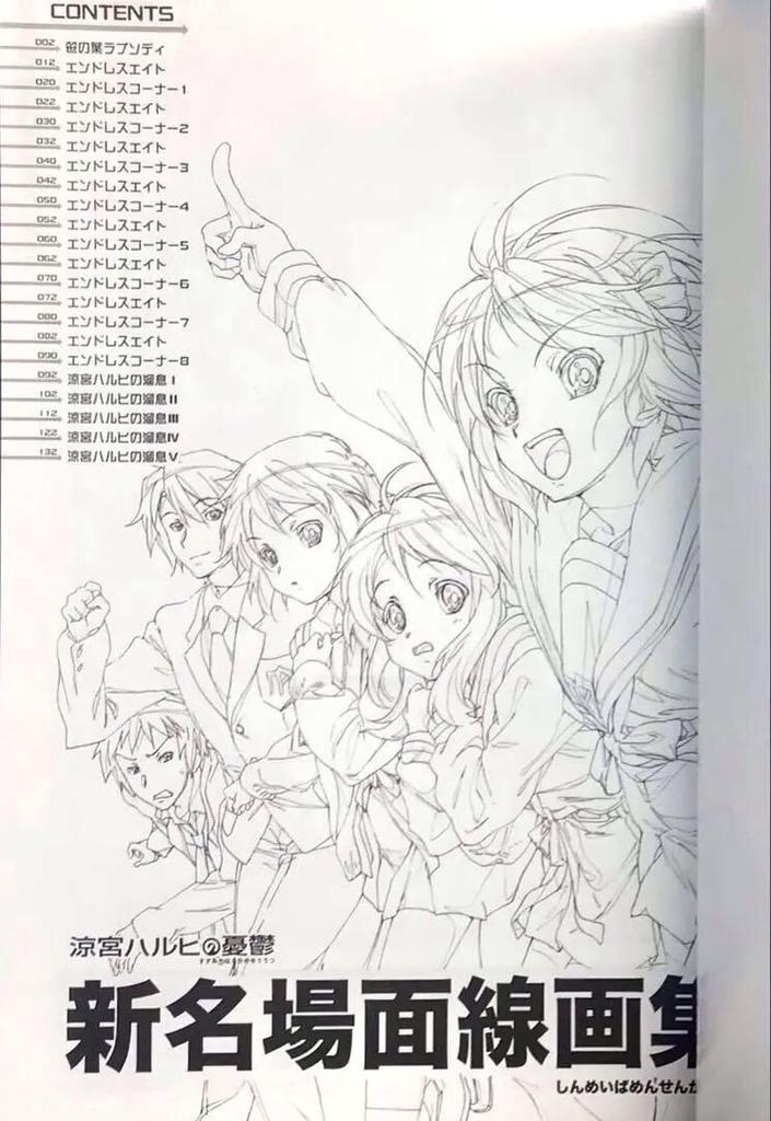 [USED] The Melancholy of Haruhi Suzumiya New Famous Scenes Line Drawing Collection KyoAni Endless Eight