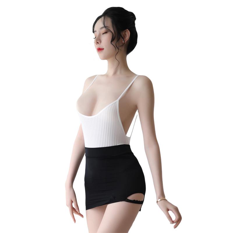 Pinxian İç Giyim Açık Ağlı Yüksek Kesimli Buz İpeği Body Leotard