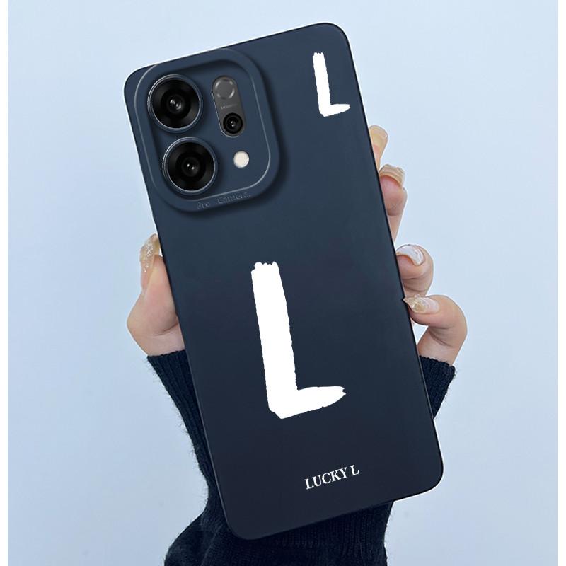 For OPPO Reno14 Pro 5G Cover Case Lucky Initial Letter Couple Silicone Soft Matte Phone Bumper for Oppo Reno 14 Pro 5G Casing