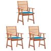 Day and Night - Day and Night Garden Dining Chairs 3 Units Solid Acacia Wood and Cushions