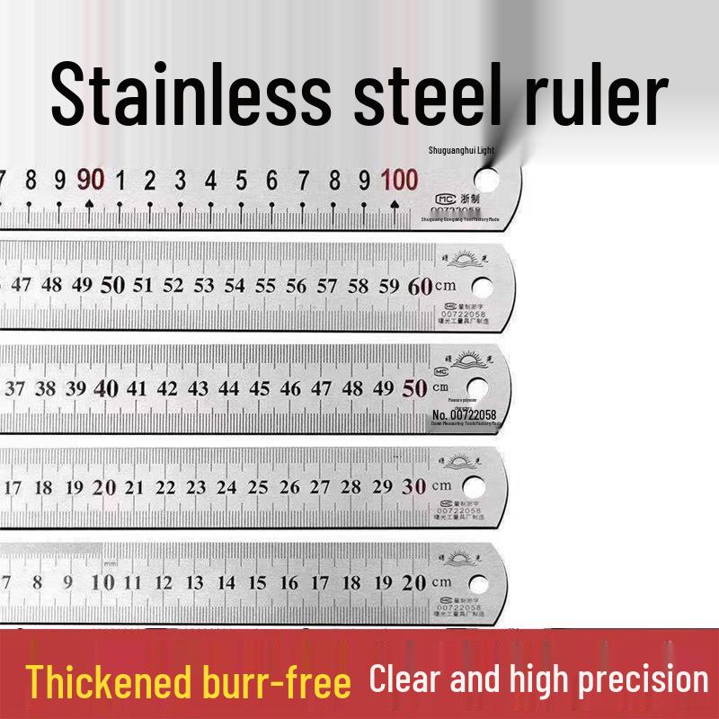 Stainless Steel Ruler - Available in 15/20/30/50cm and 1 Meter, Thickened Plate Straight Scale Ruler