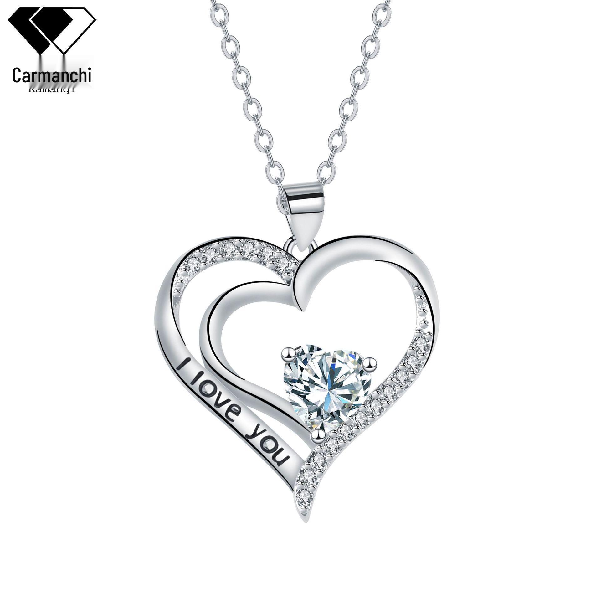 

Ожерелье с подвеской в виде двойного сердца - Женское ювелирное украшение, подарок для мамы белый