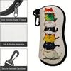 1PC Cute Stacked Cats Print Glasses Case Portable Zipper Sunglasses Pouch With Carabiner Hook Anti‑scratch Eyeglasses Protective Bag For Women Man