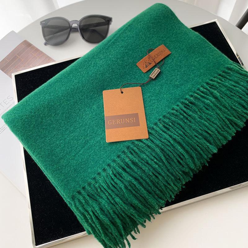 Women's 300g Solid Color Imitation Cashmere Scarf – High-End, All-Match, Warm Autumn/Winter Shawl.
