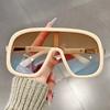 Large-framed, one-piece, European-style fashionable sunglasses, high-end and casual, unisex windproof sunglasses