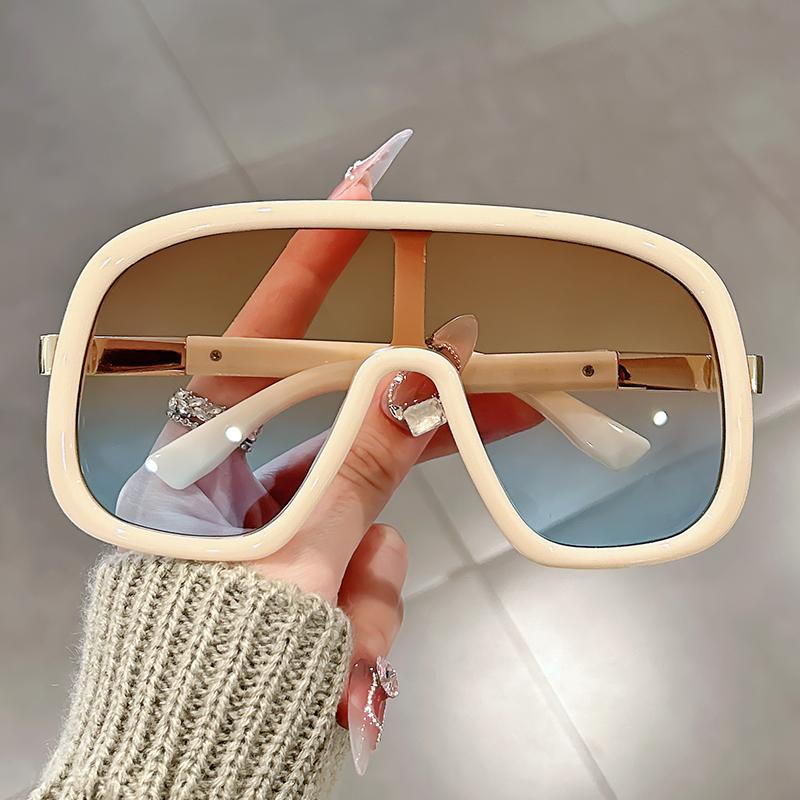 Large-framed, one-piece, European-style fashionable sunglasses, high-end and casual, unisex windproof sunglasses
