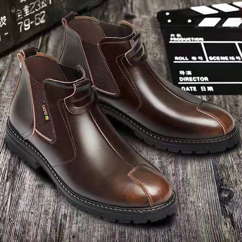 New Autumn and Winter Martin Boots Fleece Thermal Cotton Shoes High Top Leather Shoes Chelsea Boots