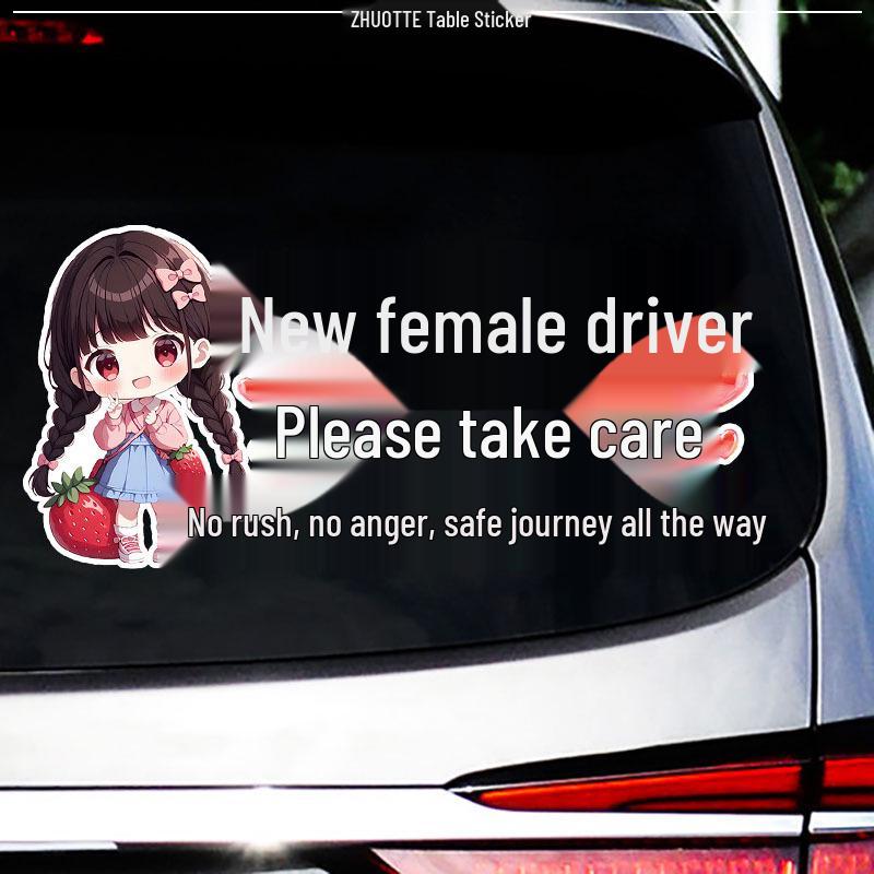 New Female Driver Care Reminder - Cute Windshield Car Sticker