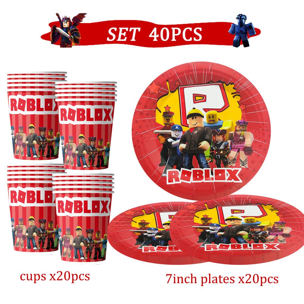 Roblox Birthday Party Decorations Supplie Celebration Disposable Tablecloth Cup Plate Baby Shower banner set Entertaining Play Safe Kid Friendly Fun