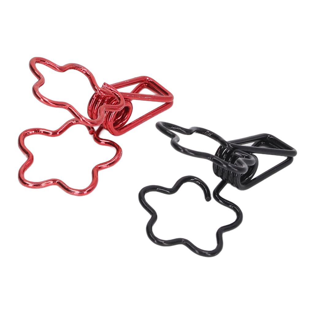 100pcs  Clips Black Red Cute Cartoon Flower Shape Metal Hollowed Long Tail Clips Office Paper