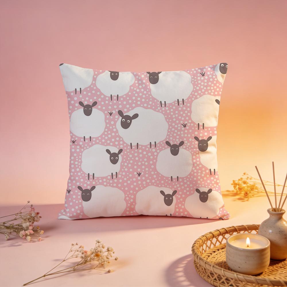 Fluffy Cute Sheep Graphic Cushion Cover Comfortable Durable Pillow Cover MultiScene for Home Office Car Sofa