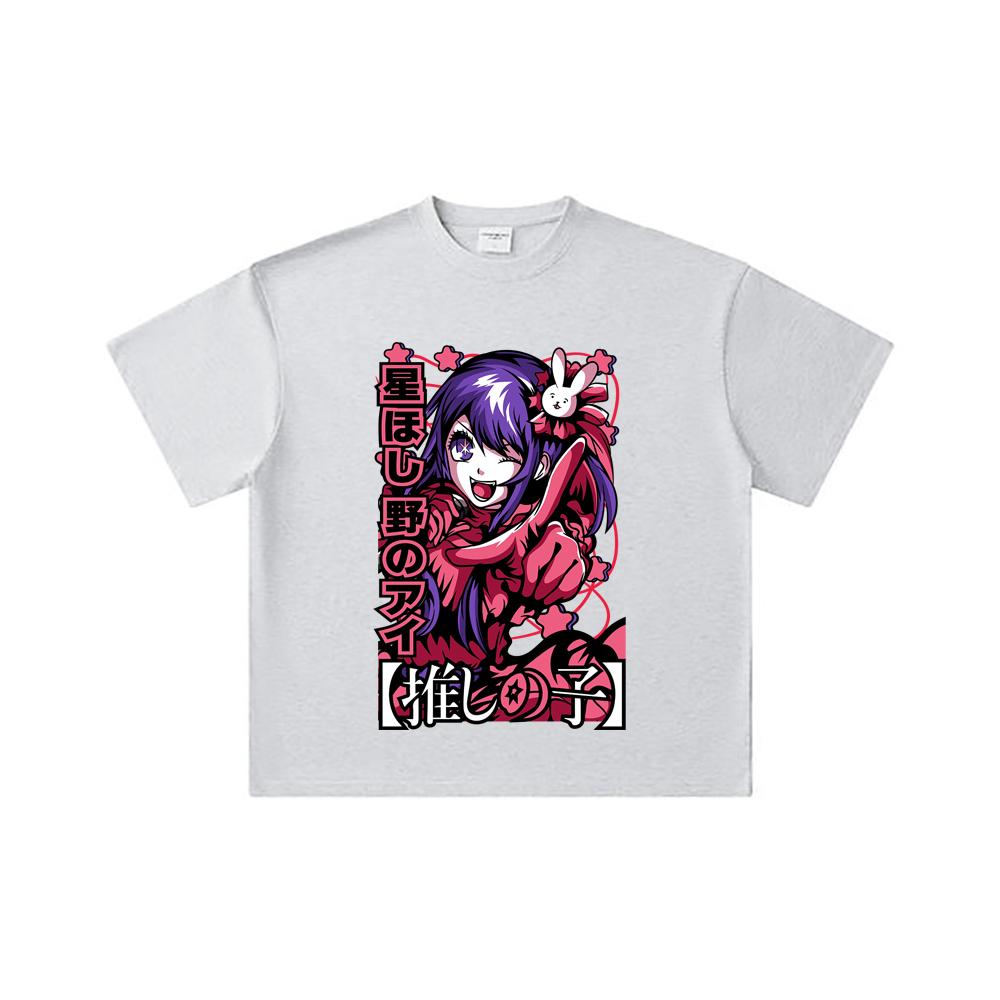 260 GSM Double Yarn 32 Count 100% Cotton Oshi No Ko V2 Print Unisex Heavy Cotton T Shirt