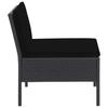 5 Piece Garden Sofa Set with Cushions Poly Rattan Black